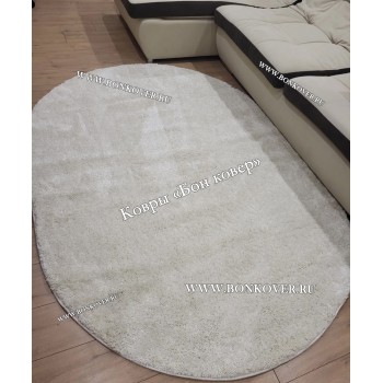 Белый Овальный Ковер С Длинным Ворсом