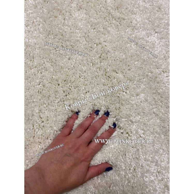 Длинноворсный Ковер Шагги Белый Овальный