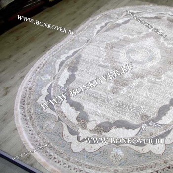 Ковер Турция Для Гостиной Дизайн 90 Серый с Голубым Овал