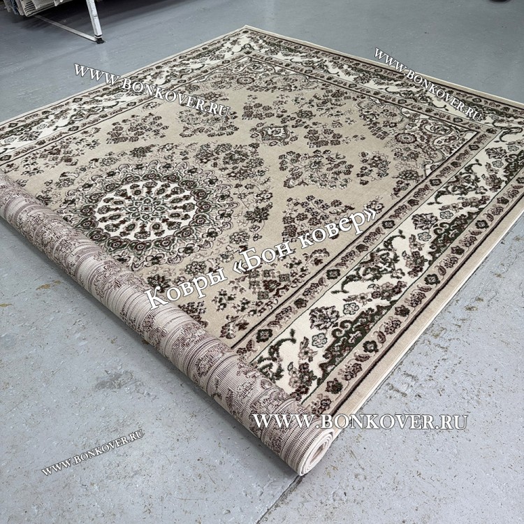 Ковер Лайт Карпет Медальон 30429 Бежево-Коричневый